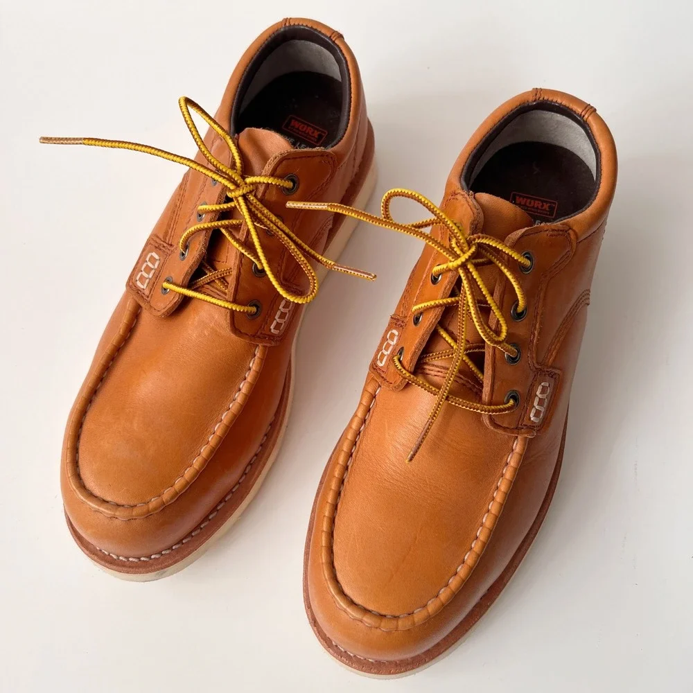 WORX by Red Wing Shoes Moc Toe Oxford Size 9.5 Mens Brown Leather Work Shoe Boot